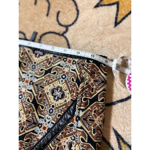 Reversible Tapestry Mini Skirt Faux Leather Trim Geometric Medallion ID 90163 - Picture 2 of 5